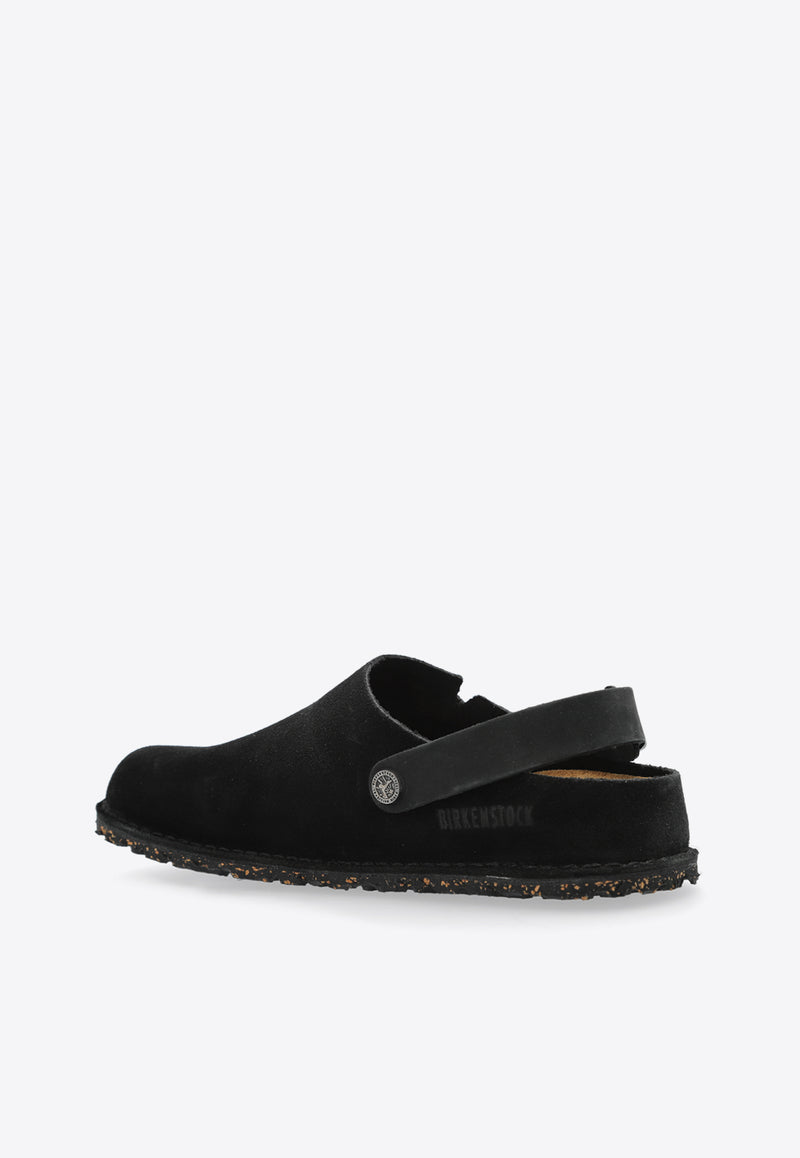 Birkenstock Lutry Premium Suede Leather Slippers 1025356 F-BLACK