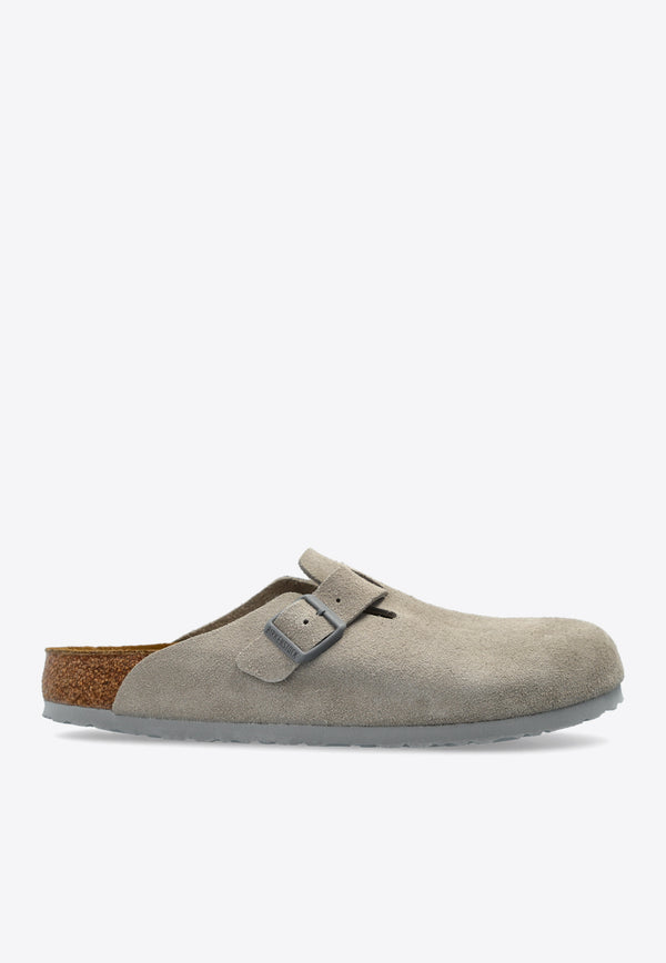 Birkenstock Boston Suede Flat Clogs 1027688 0-STONE COIN