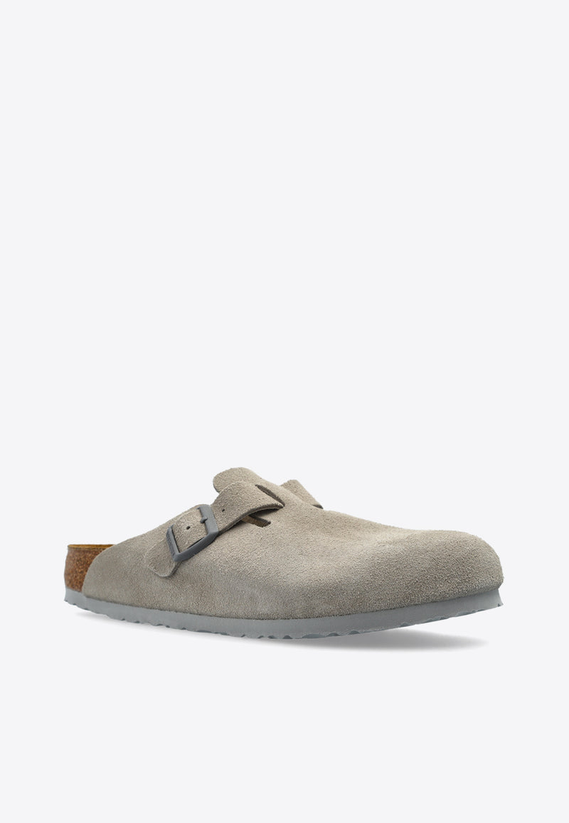 Birkenstock Boston Suede Flat Clogs 1027688 0-STONE COIN