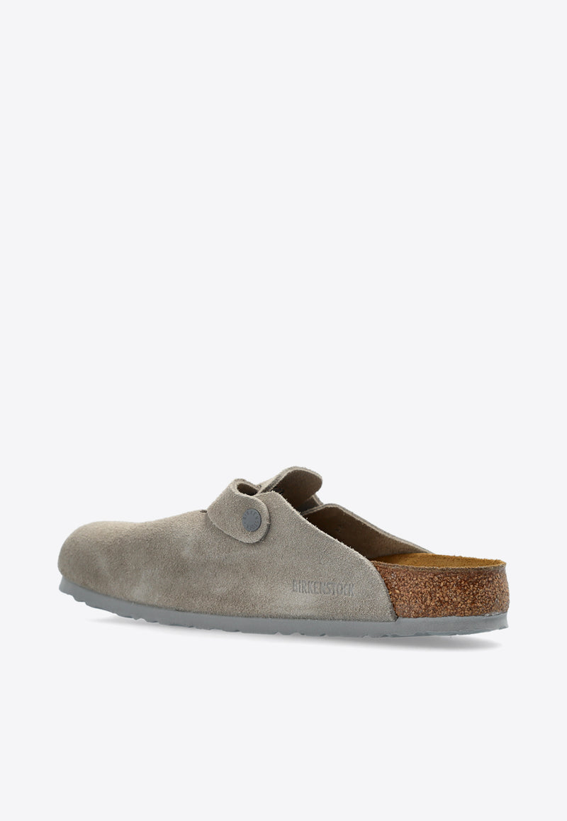 Birkenstock Boston Suede Flat Clogs 1027688 0-STONE COIN