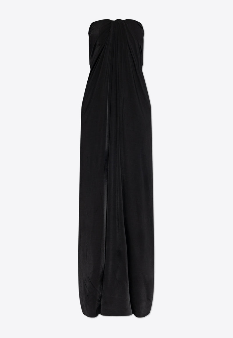 Draped Strapless Maxi Dress