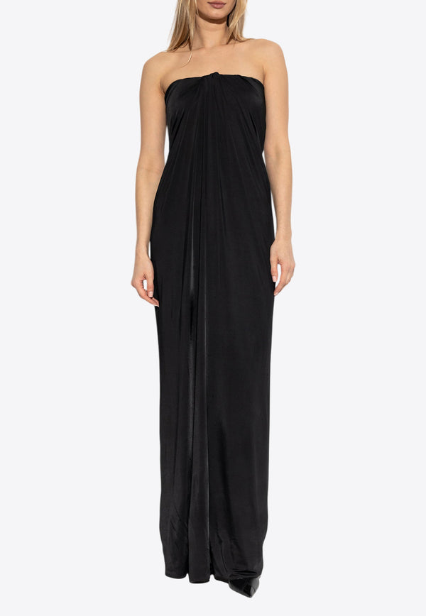 Draped Strapless Maxi Dress