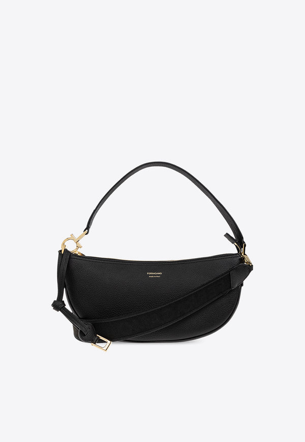 Small Leather Logo Hobo Bag