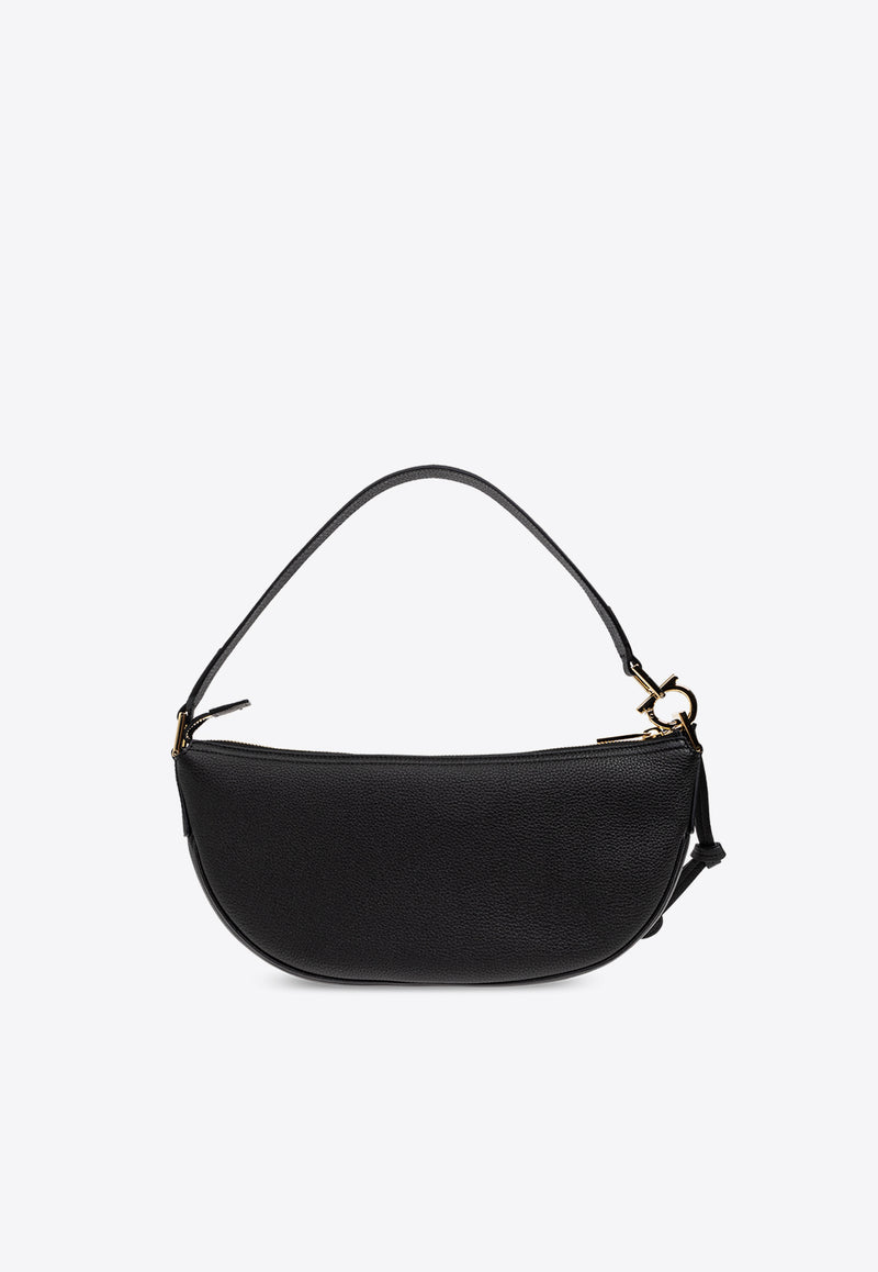 Small Leather Logo Hobo Bag