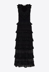 Zimmermann Crush Frilled V-neck Midi Dress 2231DR251 0-BLK