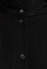 Logo Monogram Button-Up Silk Shirt