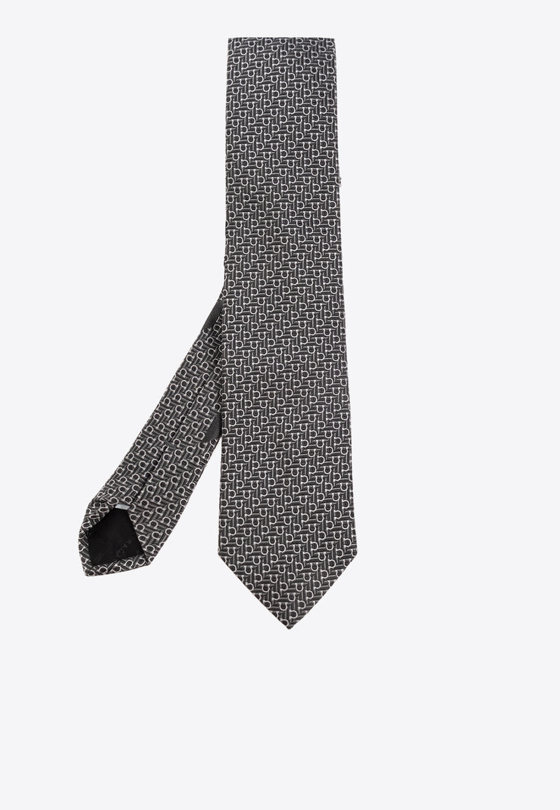 Gancini Jacquard Silk Tie