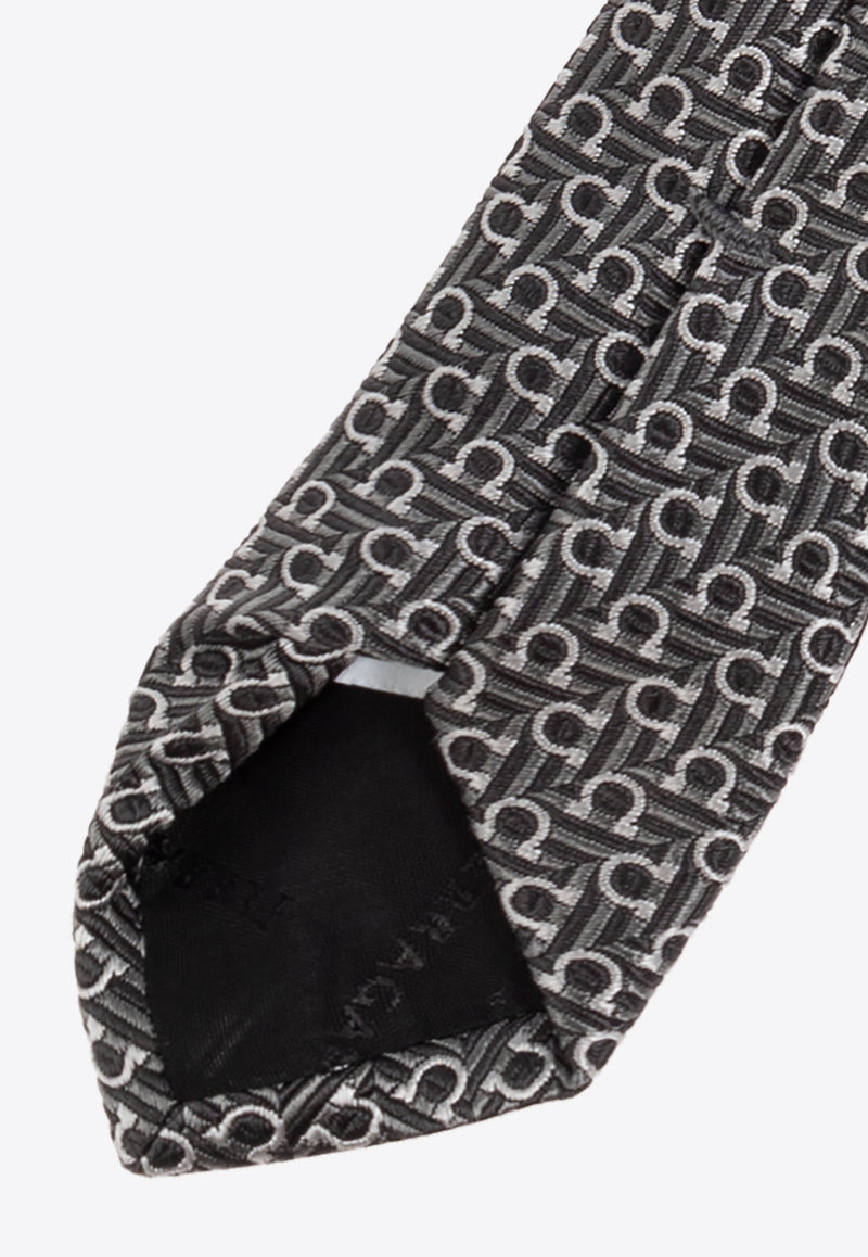 Gancini Jacquard Silk Tie