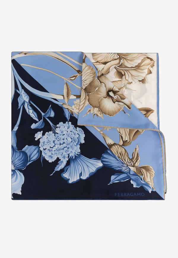 Hydrangea Print Silk Scarf