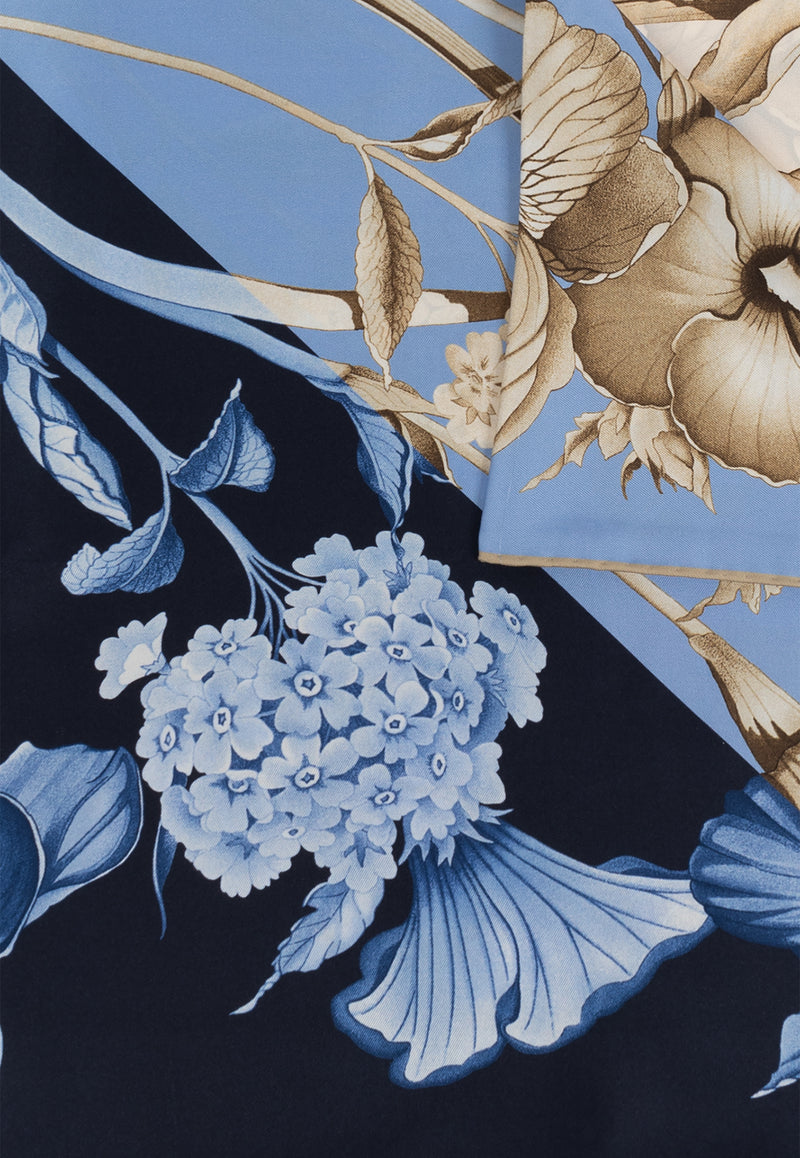 Hydrangea Print Silk Scarf