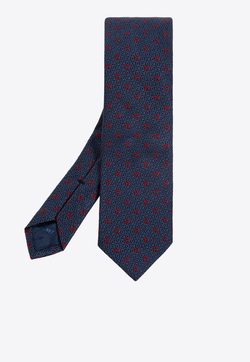 Gancini Jacquard Silk Tie