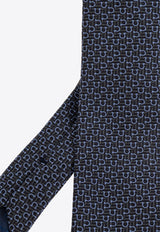 Salvatore Ferragamo Jacquard Tie with Diagonal Gancini 351228 4 ZELBIO7J 778697-F BLU SCURO