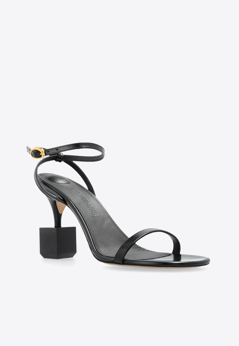 Jacquemus The Bisou 90 Leather Sandals Black 243FO149 4036-990