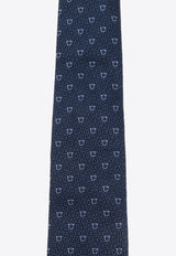 Salvatore Ferragamo Gancini Jacquard Silk Tie 351227 4 ZOAGLI7J 778688-F NAVY AZZURRO