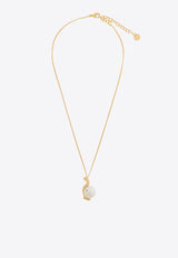 Salvatore Ferragamo Pendant Necklace with Large Pearl 760801 NKL ESSE PER 780374-ORO GIOVE WHITE