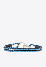 Salvatore Ferragamo Two-Toned Braided Leather Bracelet 770380 BR SCOO EVO 7803-PLD BLUE TURCHESE