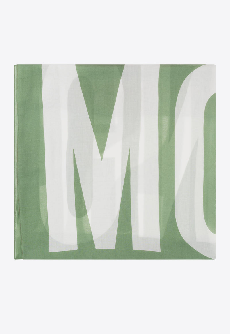 Moschino Logo Print Rectangular Scarf Green 50169 M5134-039