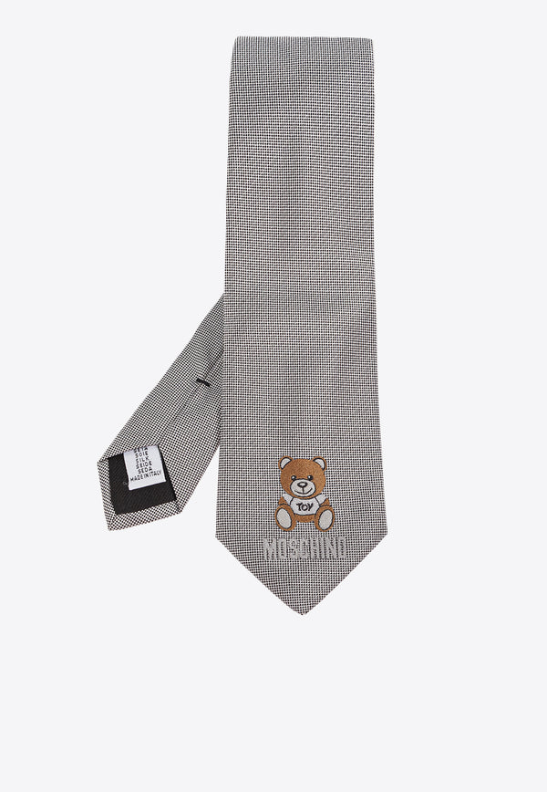 Moschino Bear Print Silk Tie Gray 55061 M5727-001