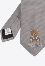 Moschino Bear Print Silk Tie Gray 55061 M5727-001