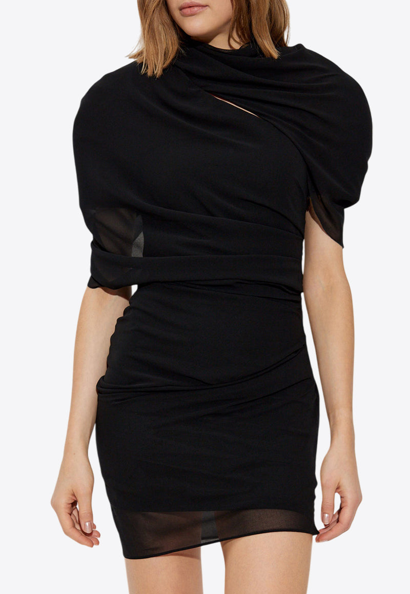 Jacquemus The Castagna Draped Mini Dress Black 251DR130 1555-990