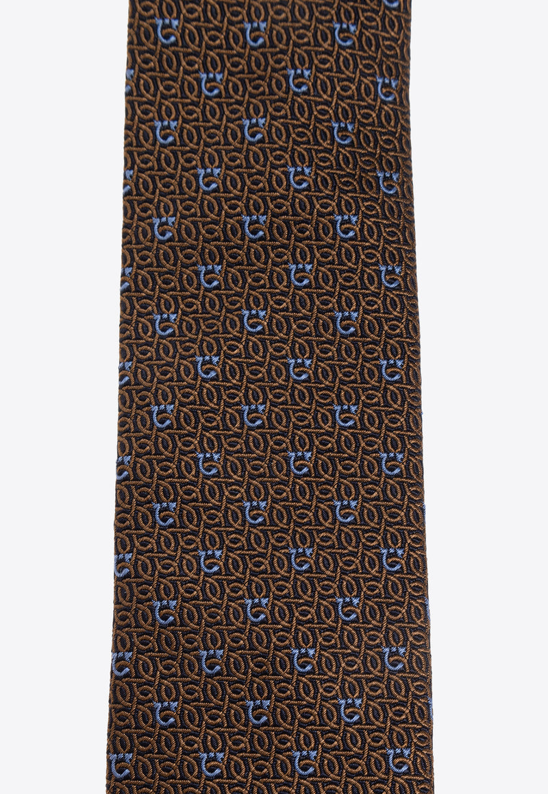 Gancini Jacquard Silk Tie