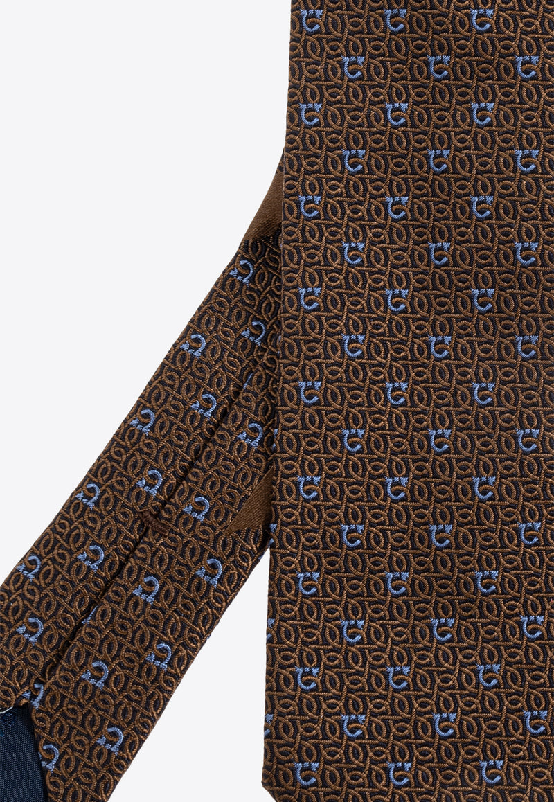 Gancini Jacquard Silk Tie