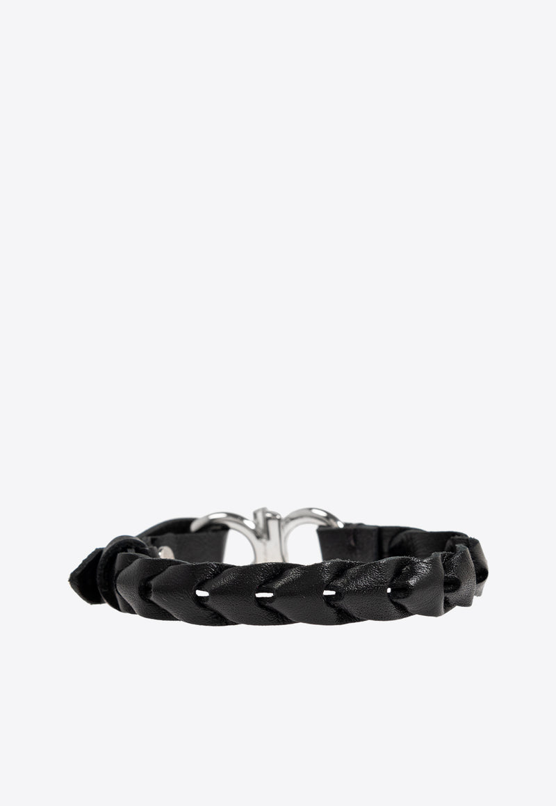 Gancini Braided Leather Bracelet