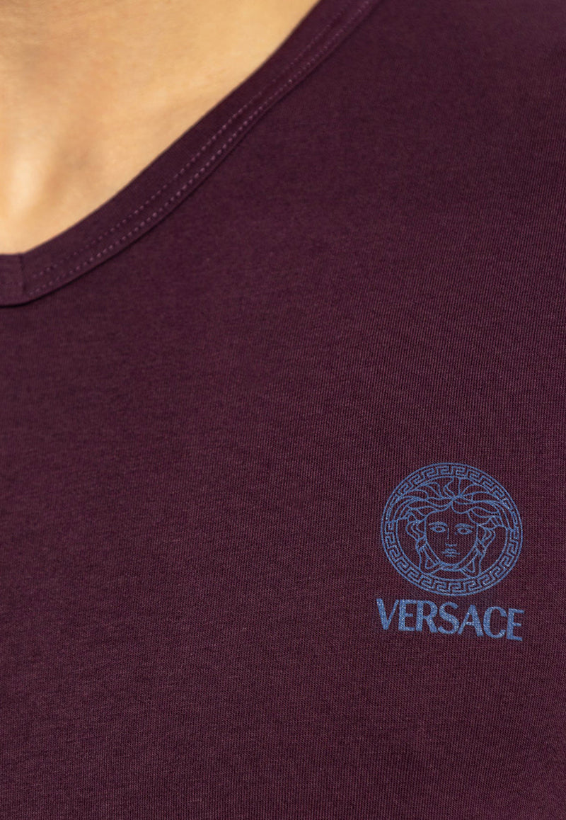 Versace Logo-Printed Crewneck T-shirt AUU01004 1A10011-1LH50