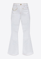 Chain Appliqué Flared Leg Jeans