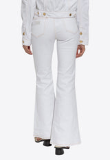 Chain Appliqué Flared Leg Jeans