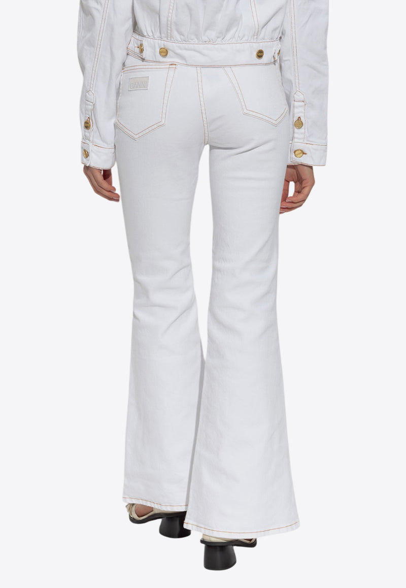 Chain Appliqué Flared Leg Jeans