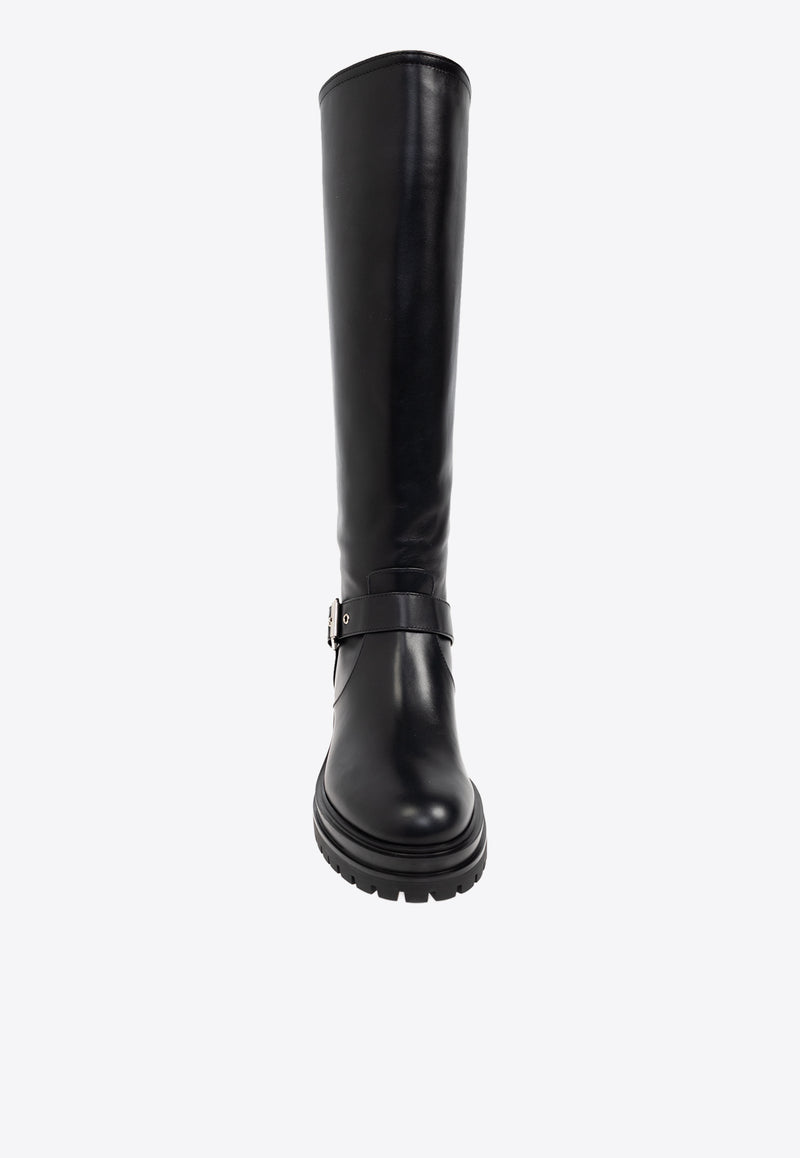 Gianvito Rossi Thiago Leather Knee-High Boots G80151 20GOM-VGINERO