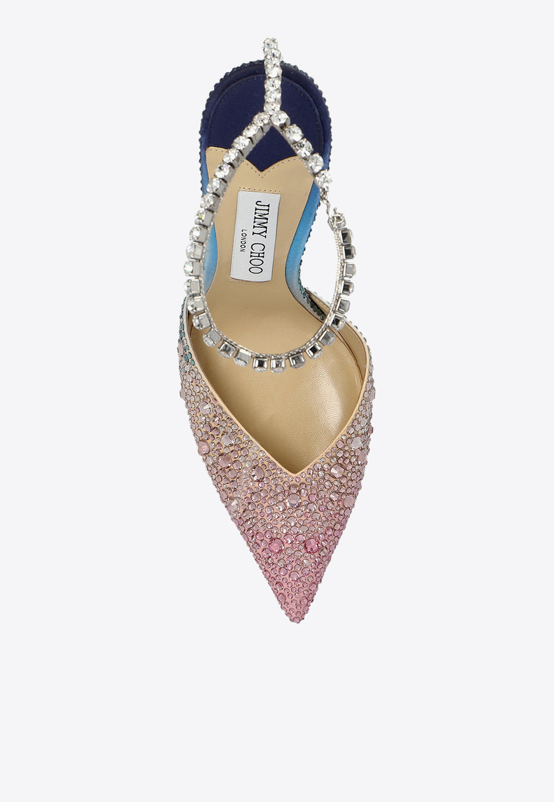 Jimmy Choo Saeda 100 Crystal-Embellishment Pumps SAEDA 100 ZPJ-SUNRISE MIX CRYSTAL