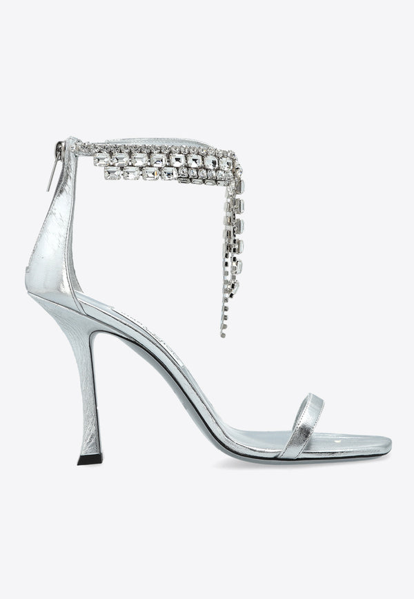 Jimmy Choo Verity 100 Crystal-Embellishment Sandals VERITY SANDAL 100 BYK-SILVER