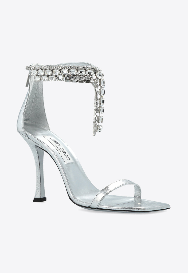 Jimmy Choo Verity 100 Crystal-Embellishment Sandals VERITY SANDAL 100 BYK-SILVER