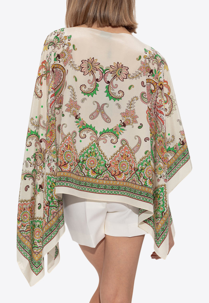 Etro Paisley Print Silk Poncho WAXA0013 AK667-X0802