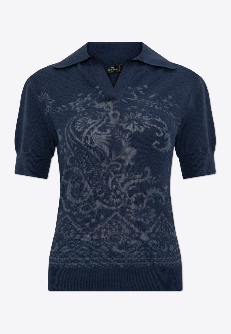 Etro Paisley Jacquard Knit Polo Top WRKE0247 AV556-B0310