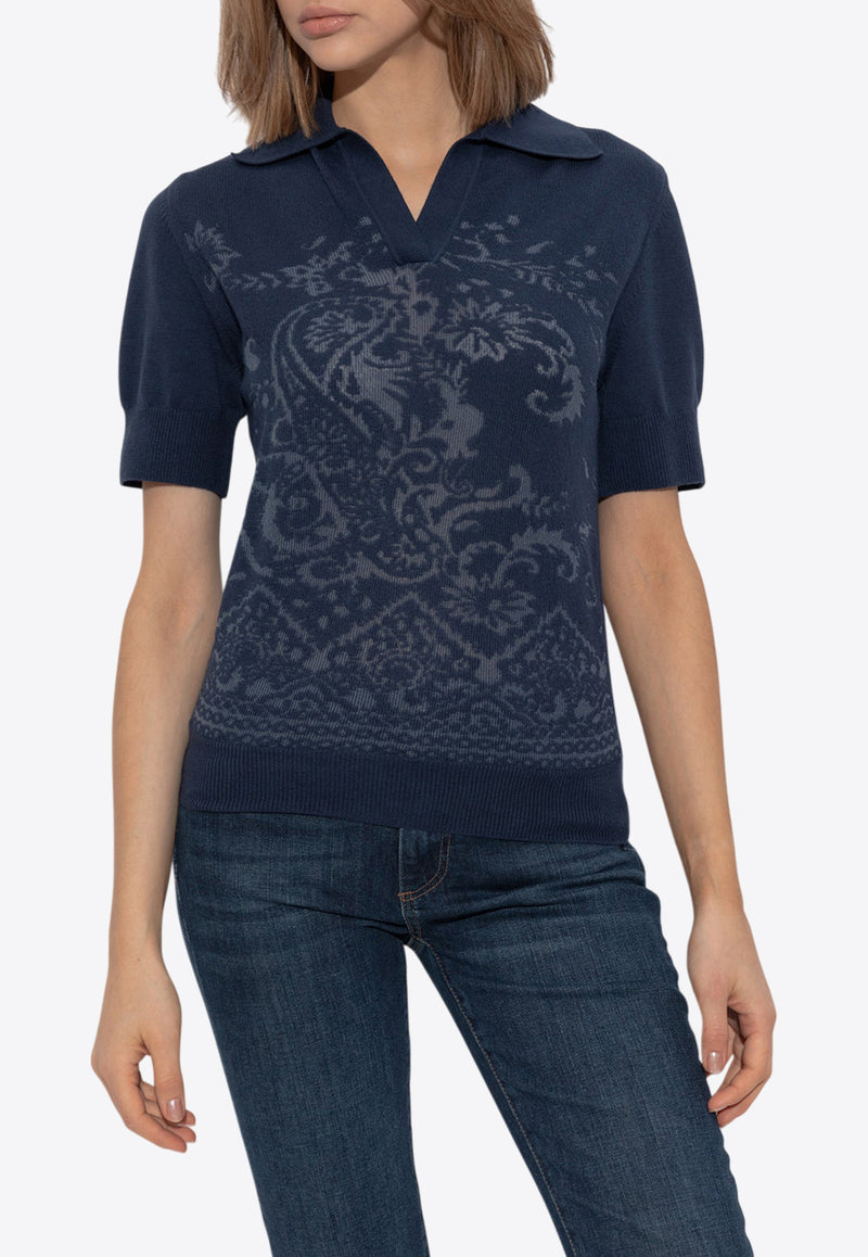 Etro Paisley Jacquard Knit Polo Top WRKE0247 AV556-B0310