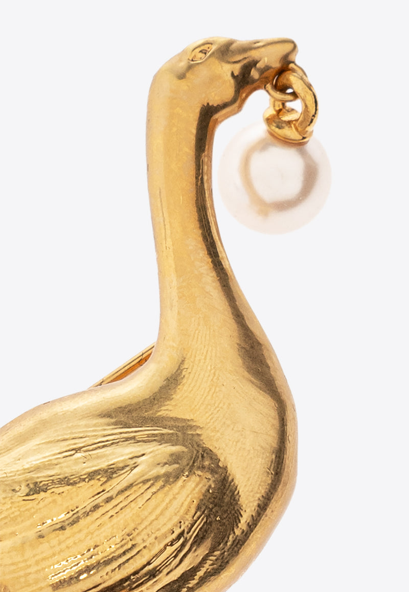 Moschino Goose Pearl-Embellished Brooch 25171 A9108 8401-1607