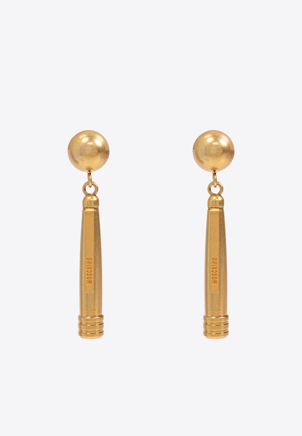 Moschino Pen-Motif Engraved Clip-On Earrings 25171 A9112 8402-0607