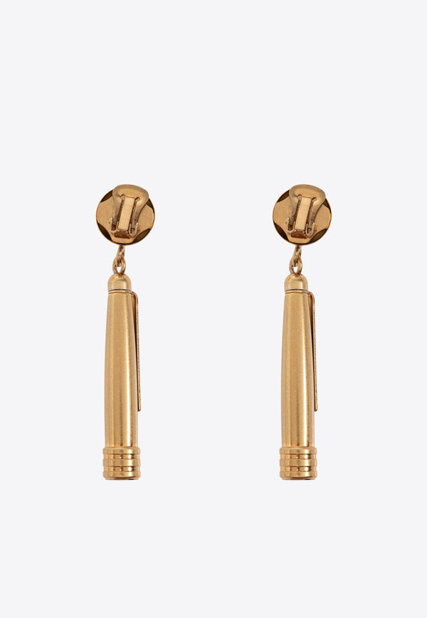 Moschino Pen-Motif Engraved Clip-On Earrings 25171 A9112 8402-0607