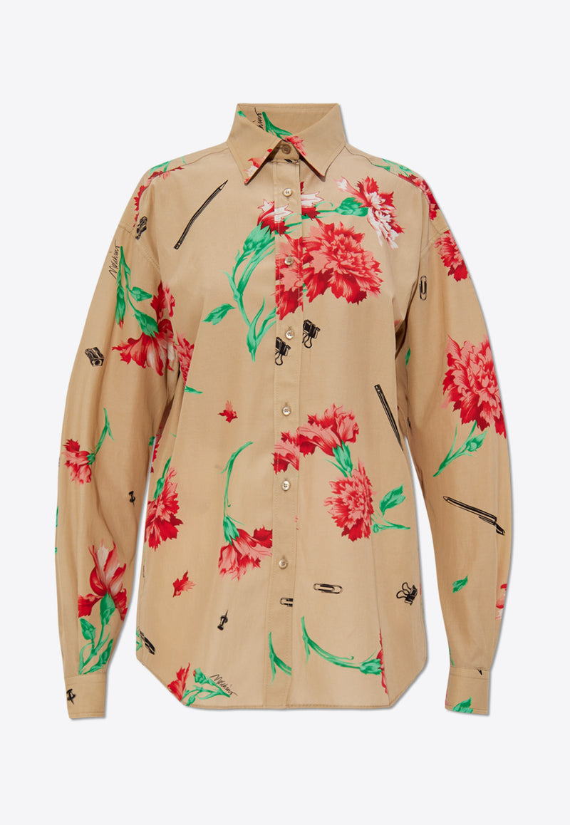 Moschino Floral-Motif Long-Sleeved Shirt 251E A0209 0563-1081