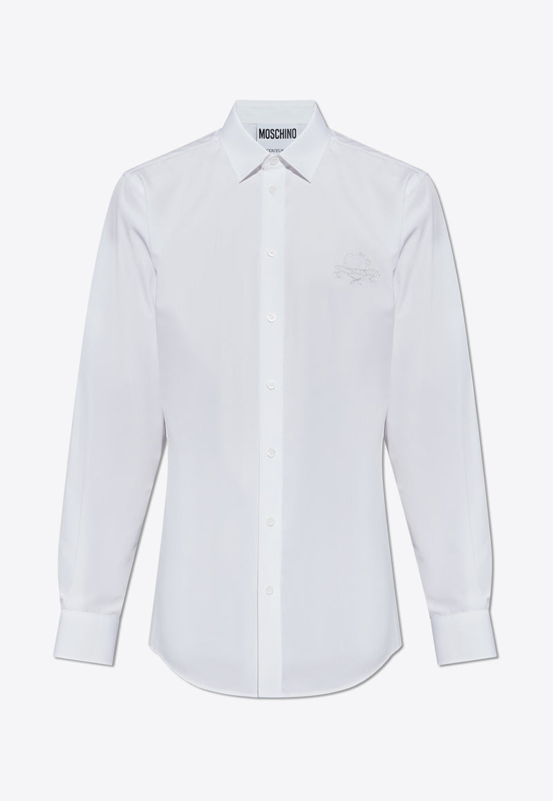 Moschino Logo-Embroidered Buttoned Shirt 251ZZ A0225 0235-1001