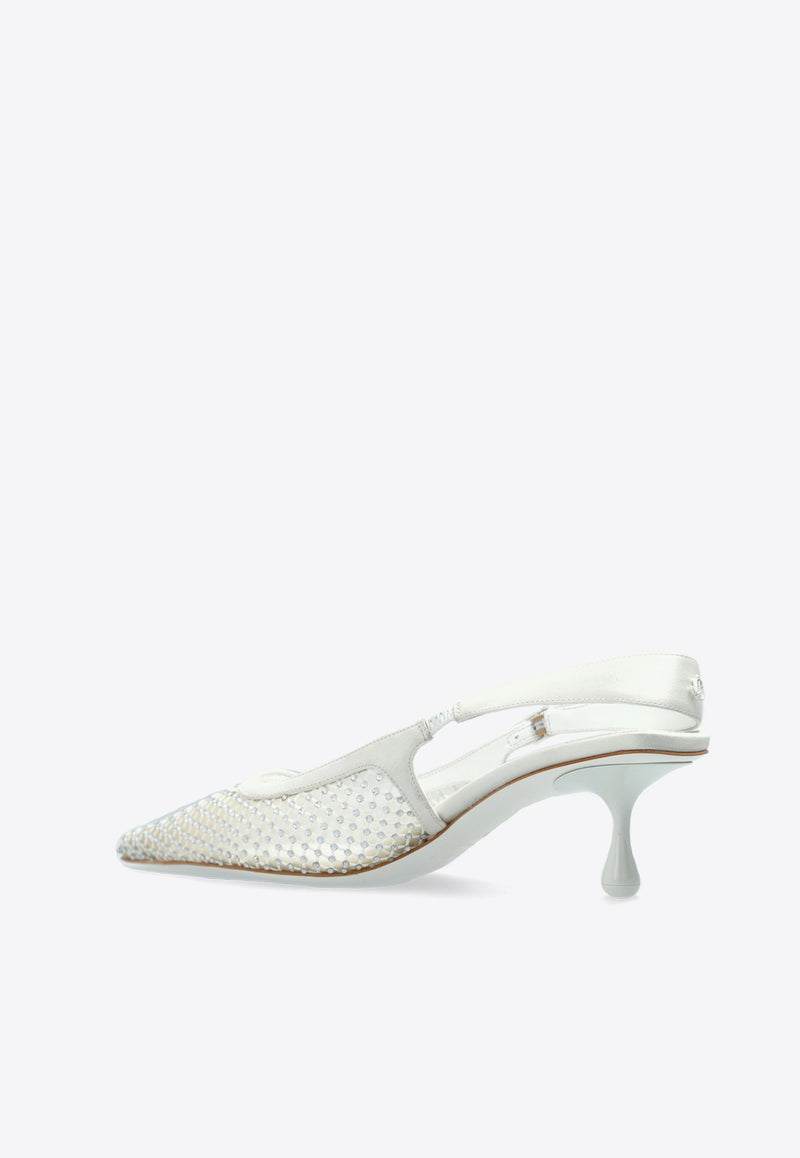 Jimmy Choo Amel 50 Leather Pumps AMEL 50 QHS-WHITE CRYSTAL