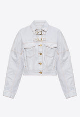 Buckled Button-Up Denim Jacket