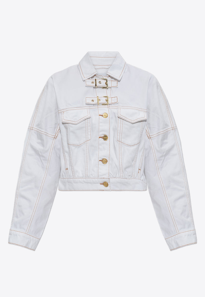 Buckled Button-Up Denim Jacket