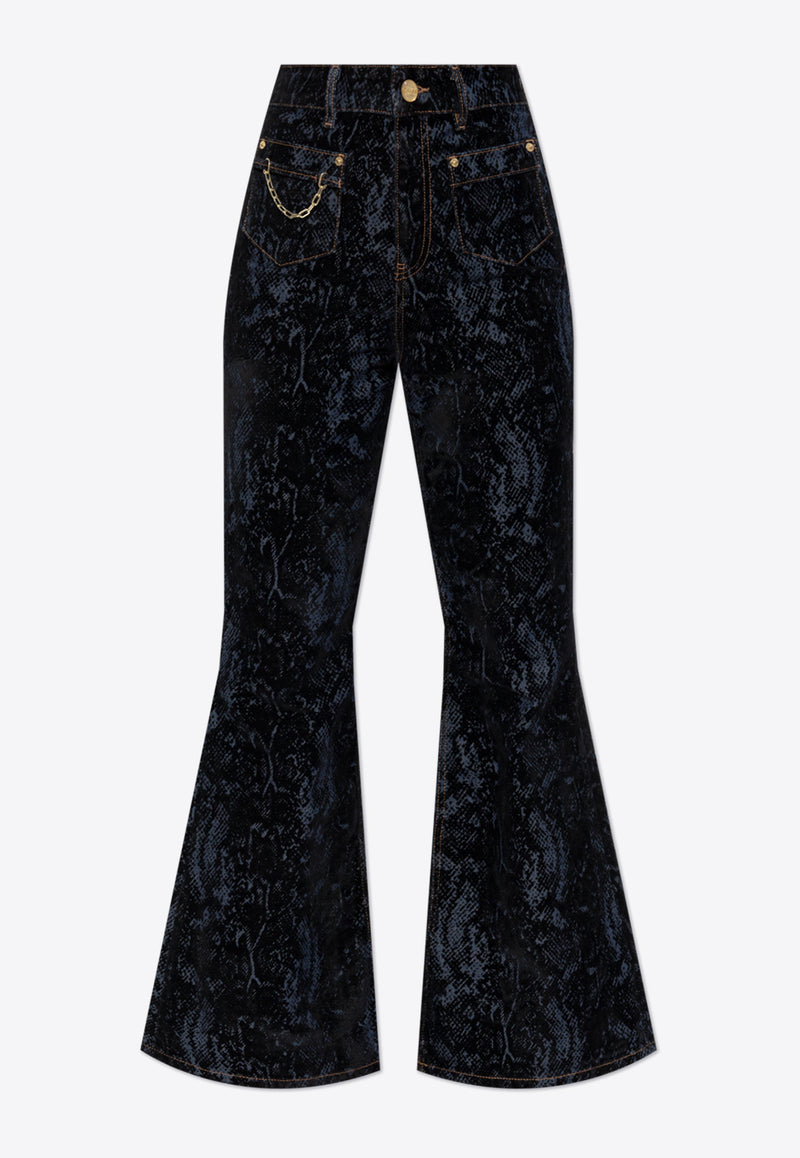 Snake Print Goddi Flared Jeans