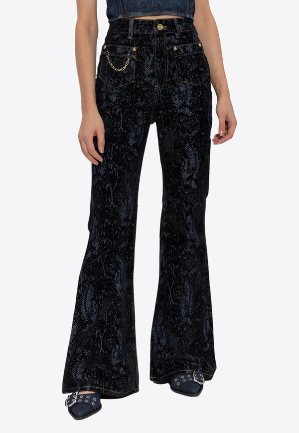 Snake Print Goddi Flared Jeans