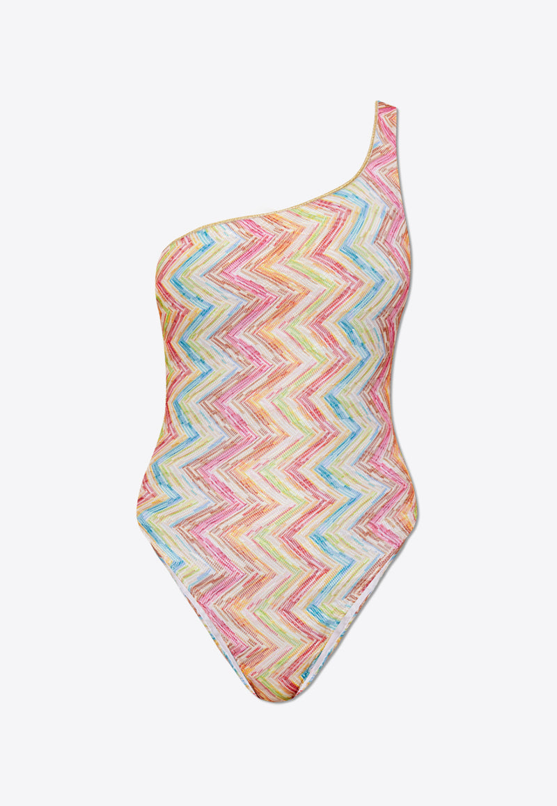 Missoni One-Shoulder Zigzag One-Piece Swimsuit MC22SP04 BR010X-SM9N5