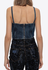 Crinkled Future Denim Sleeveless Top